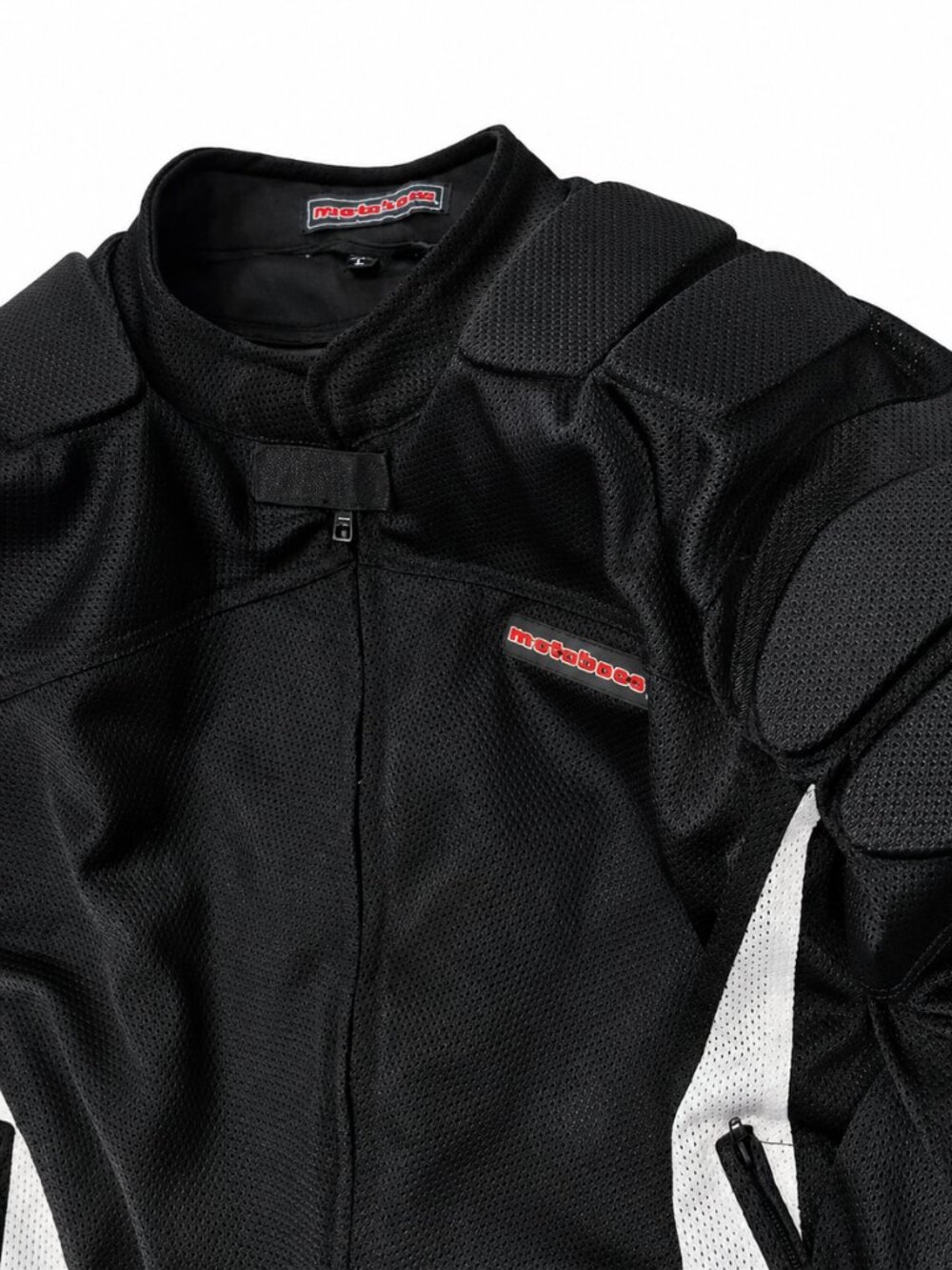 MotoBoss Mesh Armored Motorcycle Jacket Men's Tall Large Black White Riding - Picture 7 of 14